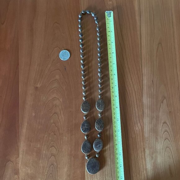 Lovely, Lightweight, Wooden Bead and Disc Necklace (Brown) - Picture 5 of 8